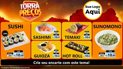 Modelo de TV para TV Horizontal com o tema Torra Preços para Comida japonesa