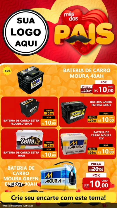 Modelo de TV para TV Vertical com o tema Mês Dos Pais para Baterias Elétricas