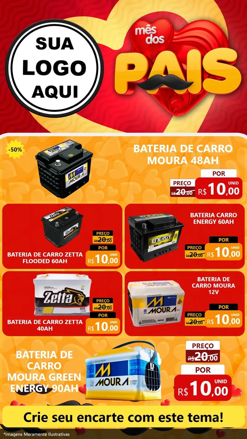 Modelo de TV para TV Vertical com o tema Mês Dos Pais para Baterias Elétricas