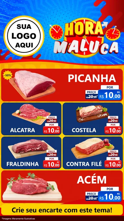 Modelo de TV para TV Vertical com o tema Hora Maluca para Açougue