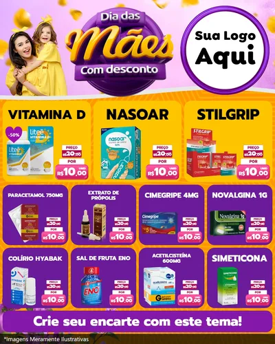 Modelo de Rede Social para Feed Instagram com o tema Dia das Mães com Desconto para Farmácia