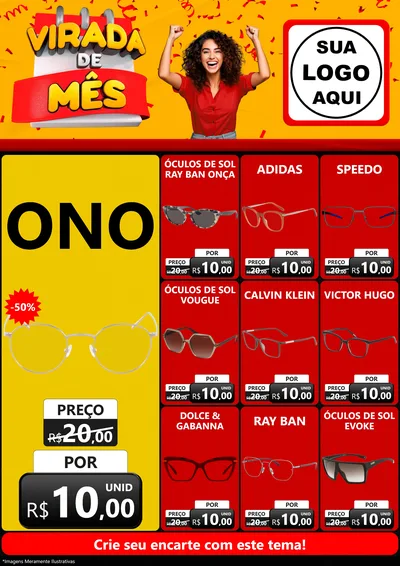 Modelo de Encarte para Encarte A4 Vertical com o tema Virada de Mês para Óticas