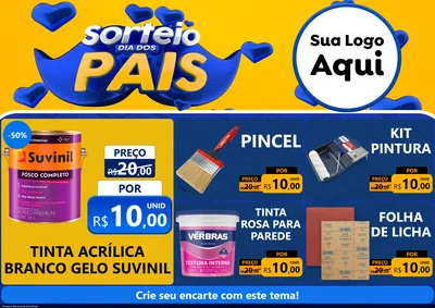 Modelo de Encarte para Encarte A4 Horizontal com o tema Sorteio Dia dos Pais para Tintas e Ferramentas