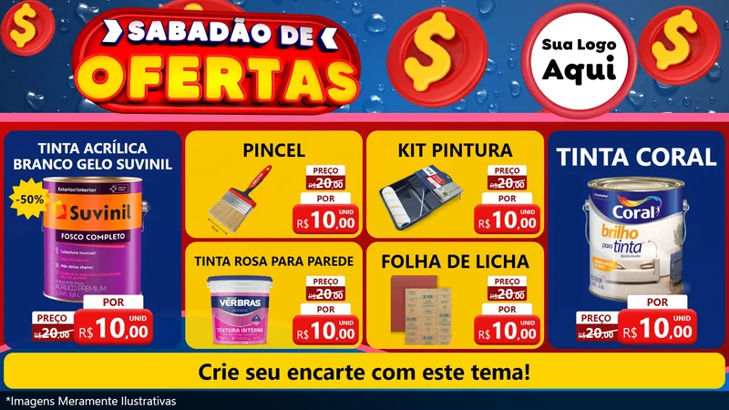 Modelo de TV para TV Horizontal com o tema Sabadão de Ofertas para Tintas e Ferramentas