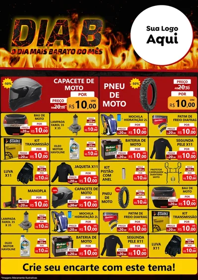 Modelo de Encarte para Encarte A4 Vertical com o tema Dia B para Moto peças