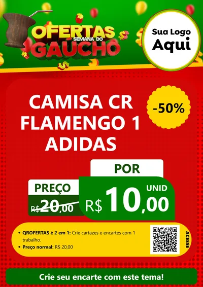 Modelo de Cartaz para Cartaz A4 Vertical com o tema Ofertas Semana Do Gaúcho para Roupas e acessórios