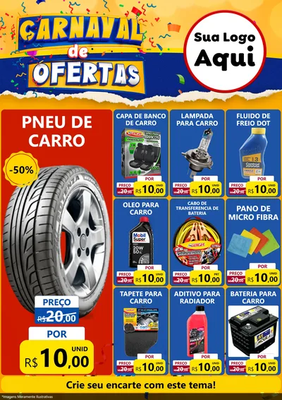 Modelo de Encarte para Encarte A4 Vertical com o tema Carnaval de Ofertas para Auto peças