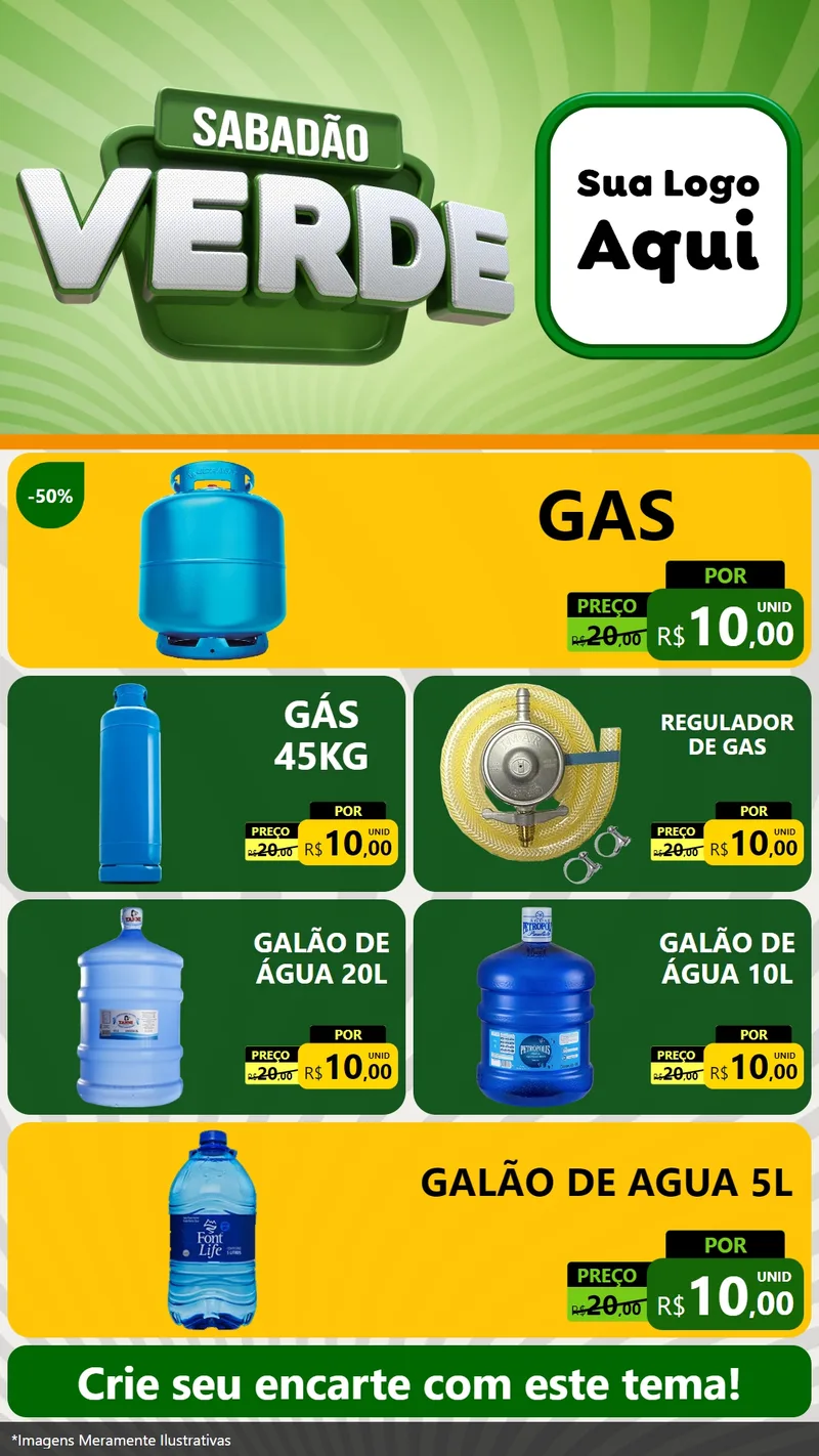 Modelo de TV para TV Vertical com o tema Sabadão Verde para Água e gás