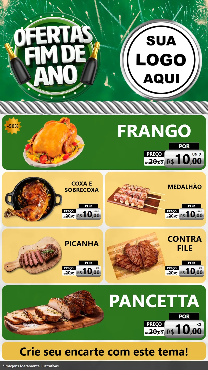 Modelo de TV para TV Vertical com o tema Ofertas Fim de Ano para Assados