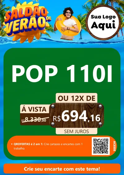 Modelo de Cartaz para Cartaz A4 Vertical com o tema Saldão de Verão para Concessionaria de Motos