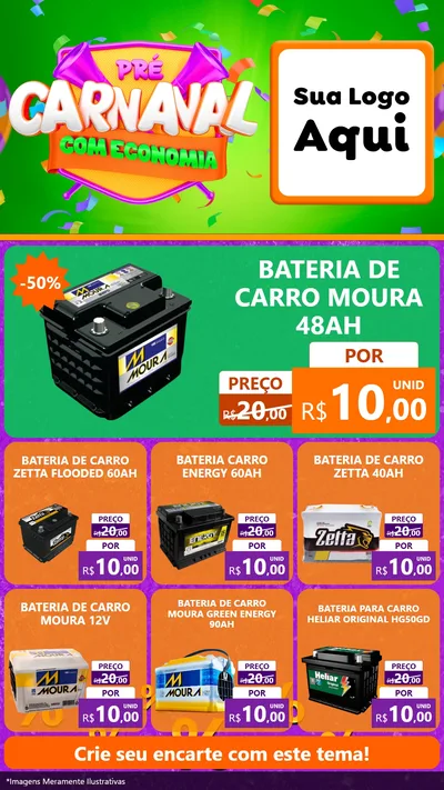 Modelo de Rede Social para Stories com o tema Pré-Carnaval Com Economia para Baterias Elétricas