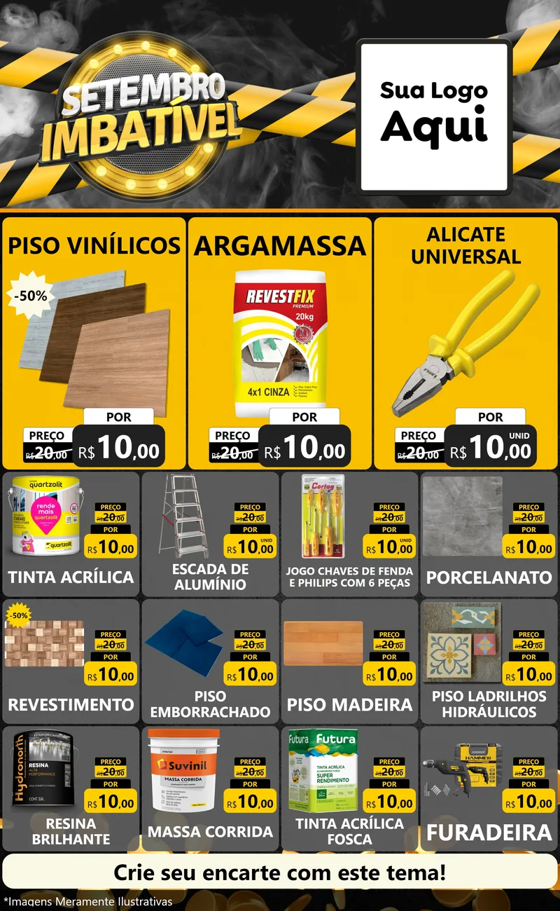 Modelo de Encarte para Encarte Grande com o tema Setembro Imbatível para Material para Construção
