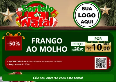 Modelo de Cartaz para Cartaz A4 Horizontal com o tema Sorteio de Natal para Restaurante