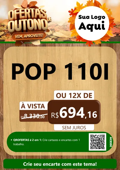 Modelo de Cartaz para Cartaz A4 Vertical com o tema Ofertas de Outono - Vem, Aproveite! para Concessionaria de Motos