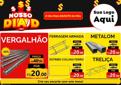 Modelo de Encarte para Encarte A4 Horizontal com o tema Nosso Dia D para Ferragens
