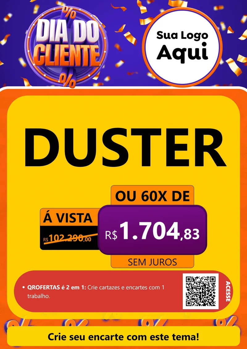 Modelo de Cartaz para Cartaz A4 Vertical com o tema Dia do Cliente para Concessionaria de Carros