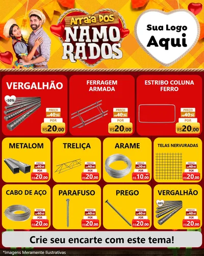 Modelo de Rede Social para Feed Instagram com o tema Arraiá dos Namorados para Ferragens