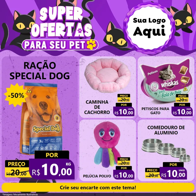 Modelo de Rede Social para Feed Facebook com o tema Super Ofertas Para Seu Pet para Pet Shop