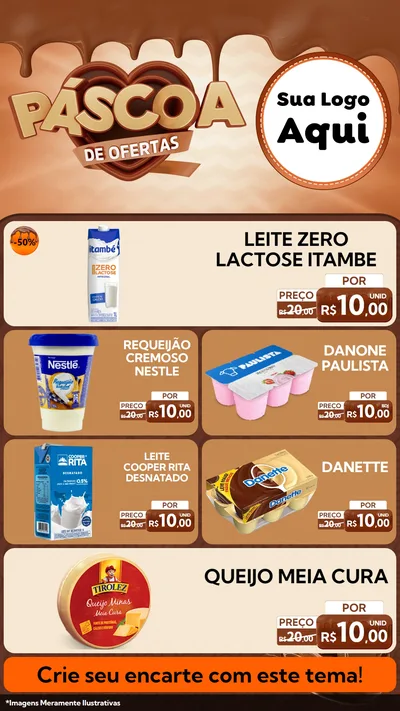Modelo de TV para TV Vertical com o tema Páscoa de Ofertas para Frios e Laticínios