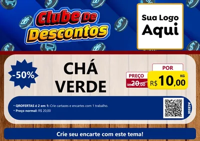 Modelo de Cartaz para Cartaz A4 Horizontal com o tema Clube de Descontos para Produtos Naturais