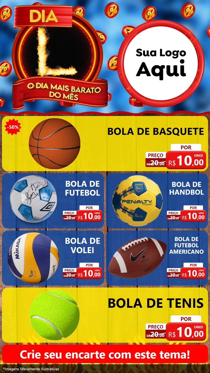 Modelo de TV para TV Vertical com o tema Dia L - O Dia Mais Barato Do Mês para Artigos Esportivos