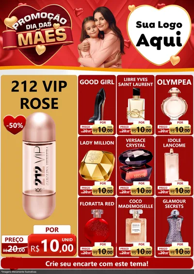 Modelo de Encarte para Encarte A4 Vertical com o tema Promoção Dia das Mães para Perfumes