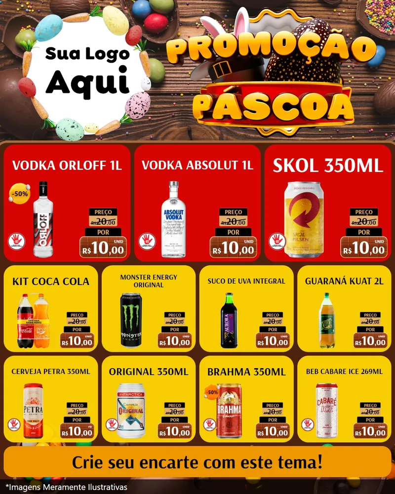 Modelo de Rede Social para Feed Instagram com o tema Promoção Páscoa para Distribuidora de bebidas