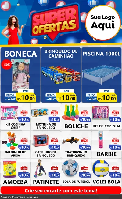 Modelo de Encarte para Encarte Grande com o tema Super Ofertas para Brinquedos