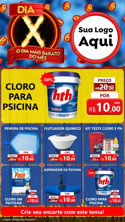 Modelo de Rede Social para Stories com o tema Dia X - O Dia Mais Barato Do Mês para Produtos para Piscina