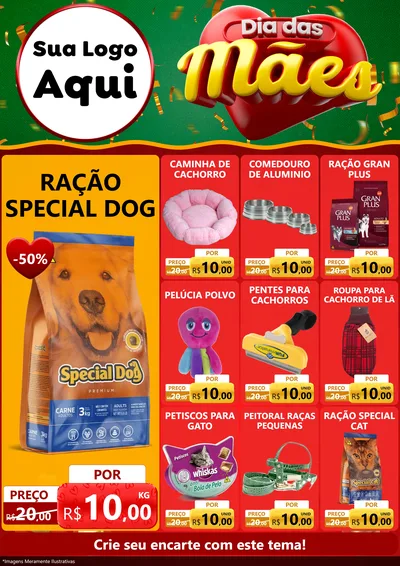 Modelo de Encarte para Encarte A4 Vertical com o tema Dia das Mães para Pet Shop
