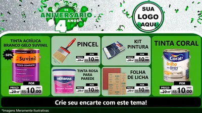 Modelo de TV para TV Horizontal com o tema Promoção de Aniversário - 4 Anos para Tintas e Ferramentas