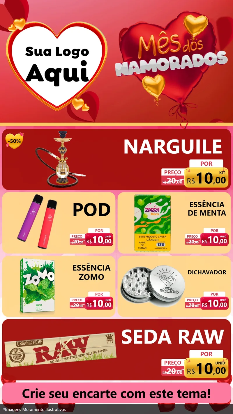 Modelo de TV para TV Vertical com o tema Mês dos Namorados para Tabacaria