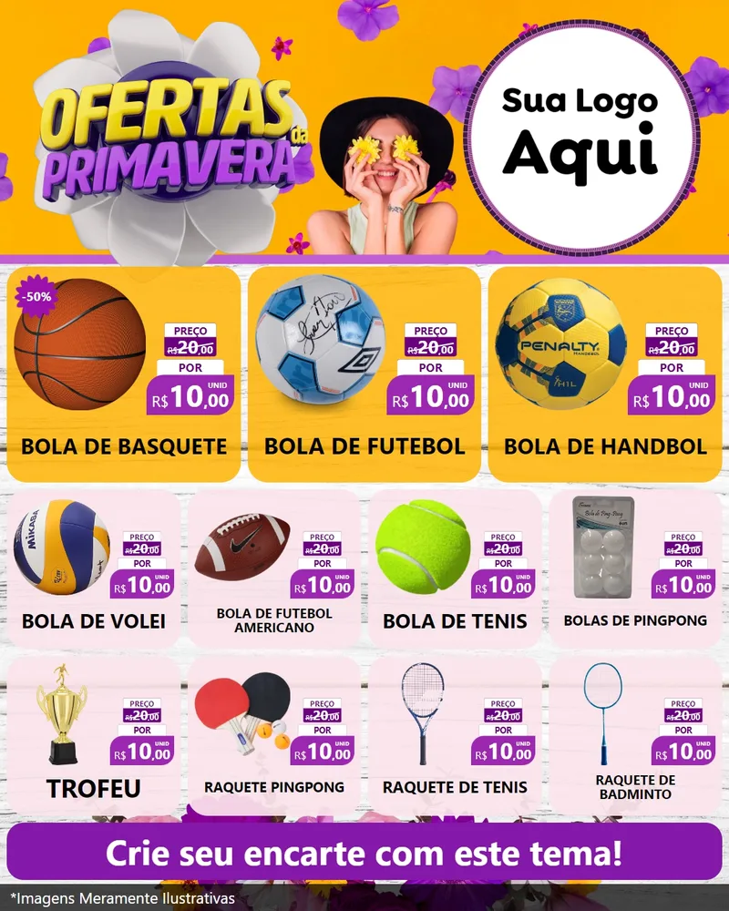 Modelo de Rede Social para Feed Instagram com o tema Ofertas Da Primavera para Artigos Esportivos