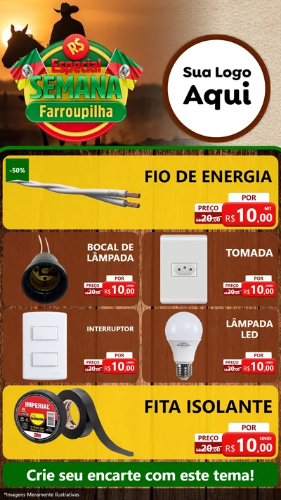 Modelo de TV para TV Vertical com o tema Especial Semana Farroupilha para Materiais Elétricos