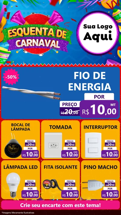 Modelo de Rede Social para Stories com o tema Esquenta de Carnaval para Materiais Elétricos