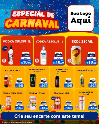 Modelo de Rede Social para Feed Instagram com o tema Especial de Carnaval para Distribuidora de bebidas
