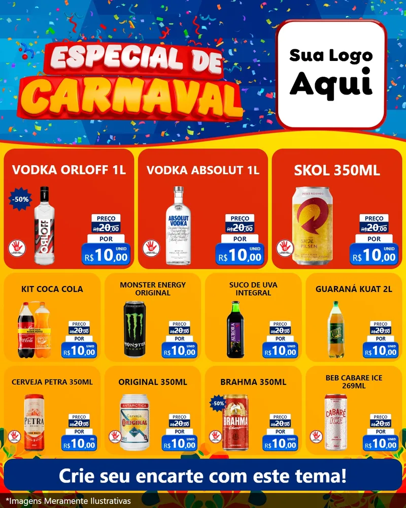 Modelo de Rede Social para Feed Instagram com o tema Especial de Carnaval para Distribuidora de bebidas