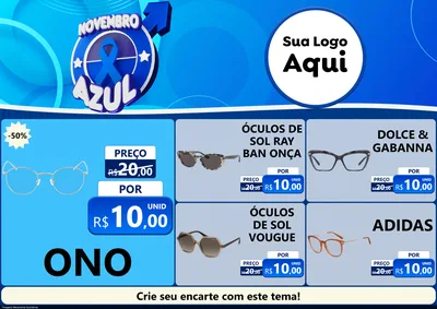Modelo de Encarte para Encarte A4 Horizontal com o tema Novembro Azul para Óticas