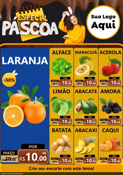Modelo de Encarte para Encarte A4 Vertical com o tema Especial Páscoa para Hortifrúti