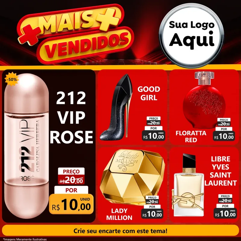 Modelo de Rede Social para Feed Facebook com o tema Mais Vendidos para Perfumes