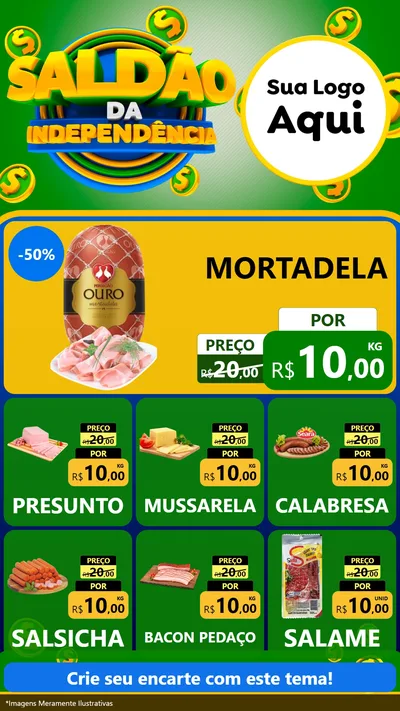 Modelo de Rede Social para Stories com o tema Saldão da Indepêndencia para Frios e Laticínios