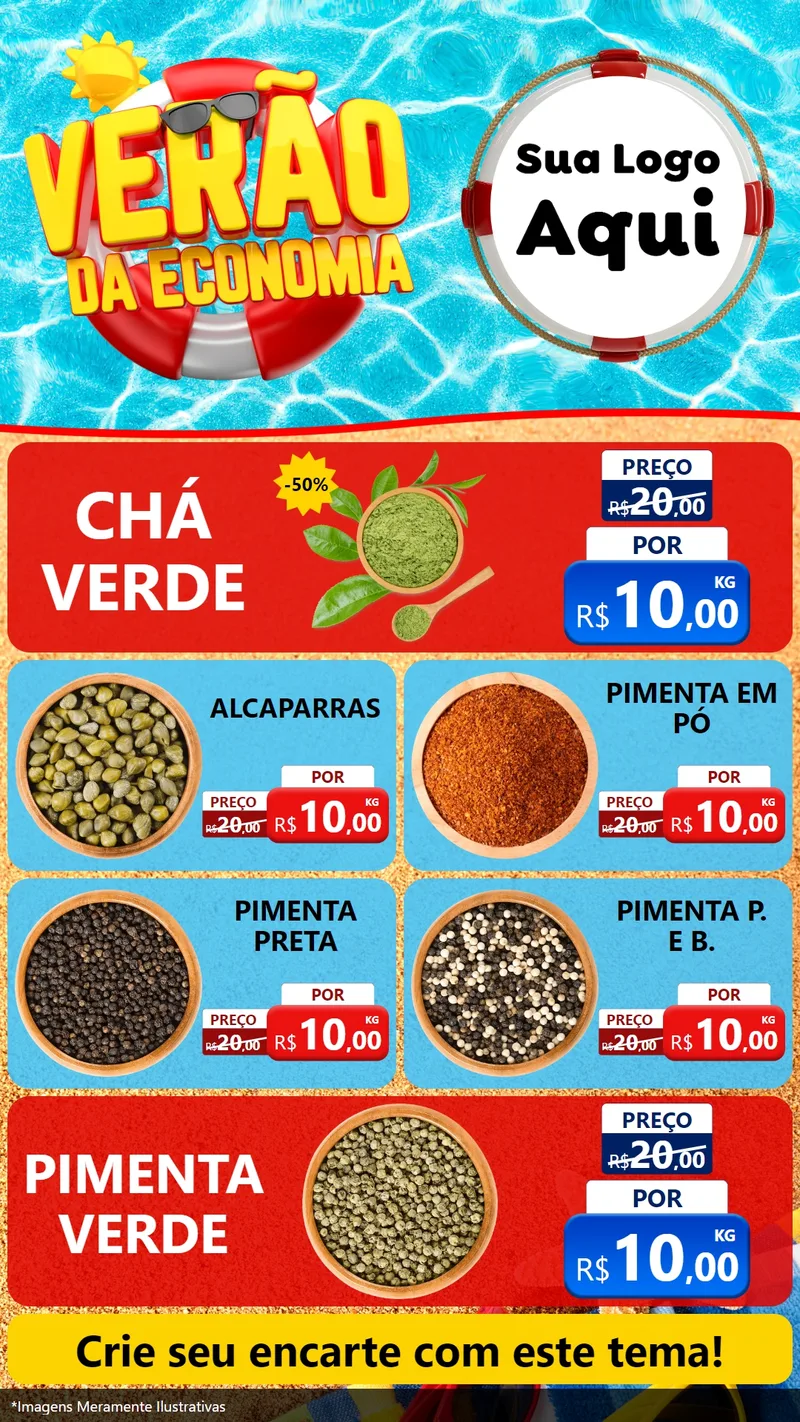 Modelo de TV para TV Vertical com o tema Verão da Economia para Produtos Naturais