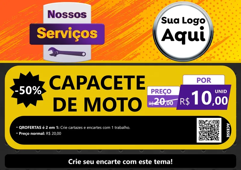 Modelo de Cartaz para Cartaz A4 Horizontal com o tema Nossos Serviços para Moto peças