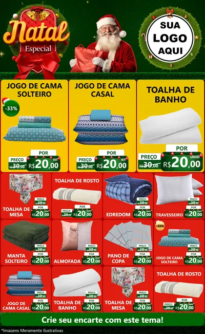 Modelo de Encarte para Encarte Grande com o tema Natal Especial para Cama, Mesa e Banho