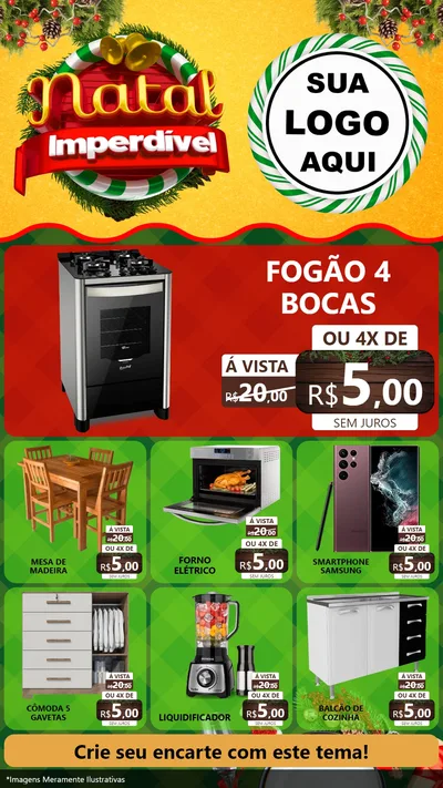Modelo de Rede Social para Stories com o tema Natal Imperdível para Móveis e Eletro