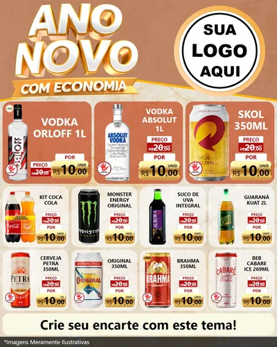 Modelo de Rede Social para Feed Instagram com o tema Ano Novo Com Economia para Distribuidora de bebidas