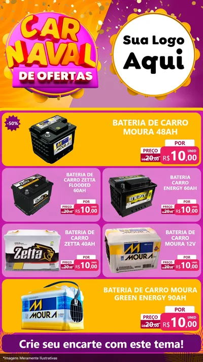 Modelo de TV para TV Vertical com o tema Carnaval de Ofertas para Baterias Elétricas