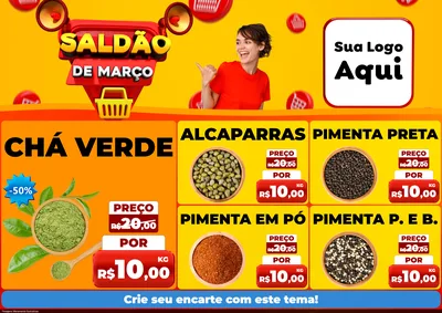 Modelo de Encarte para Encarte A4 Horizontal com o tema Saldão de Março para Produtos Naturais