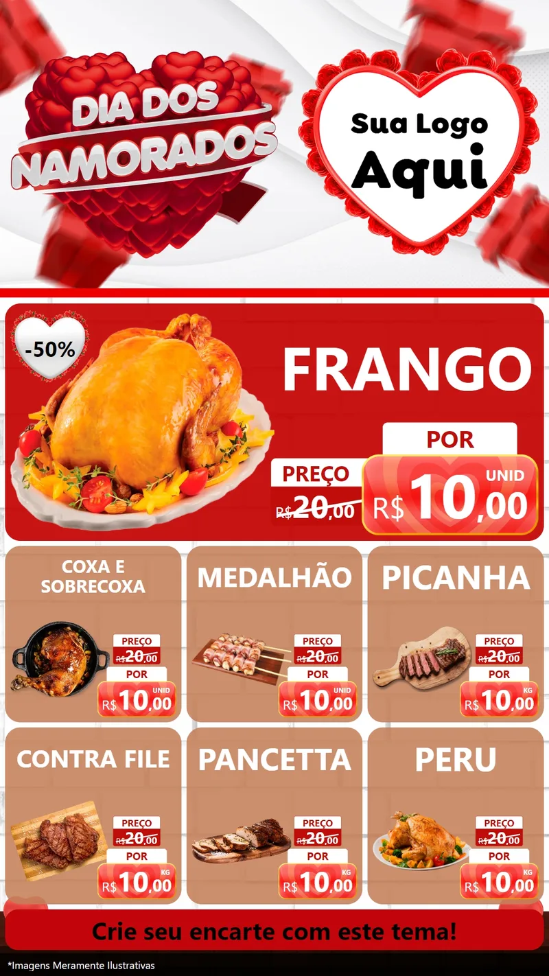 Modelo de Rede Social para Stories com o tema Dia dos Namorados para Assados