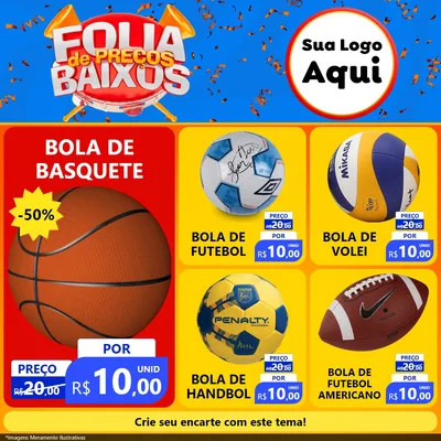 Modelo de Rede Social para Feed Facebook com o tema Folia de Preços Baixos para Artigos Esportivos